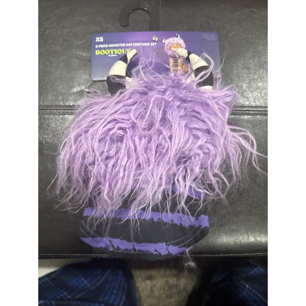 Petco Bootique Monster Cat Costume XS Purple Furry 2pc Halloween NWT